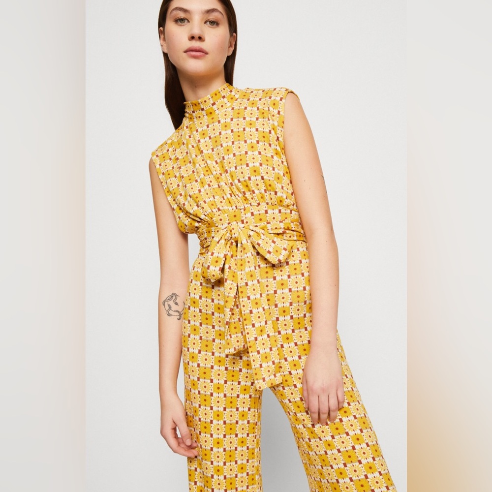 NEW FREE PEOPLE ❗️LAST ONE❗️- Vibe Check Jumpsuit in Sunflower Combo - Picture 5 of 14